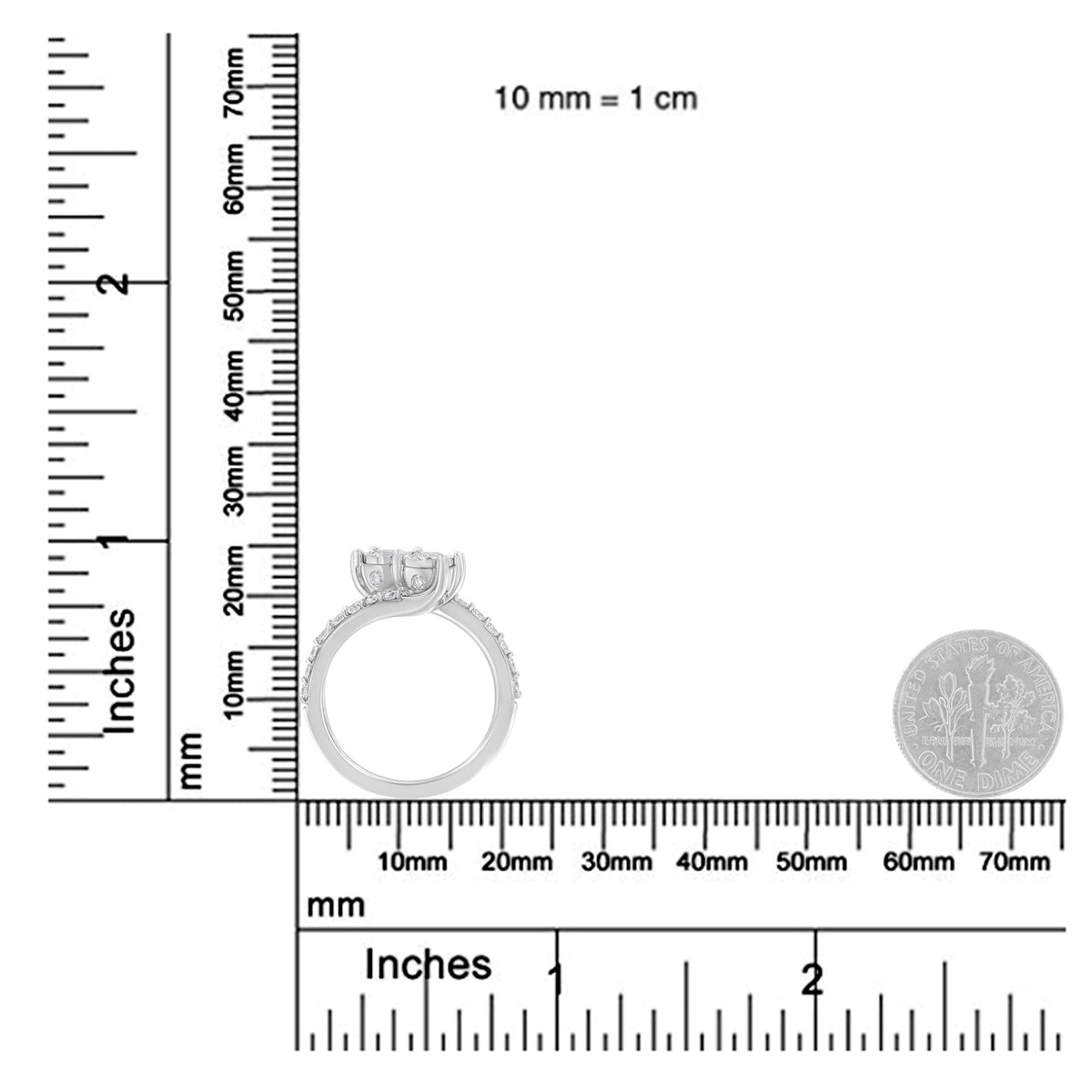 10K White Gold Two-Stone Miracle-Set Diamond Bypass Ring (1 Cttw, H-I Color, I1-I2 Clarity) - JackiEaslick
