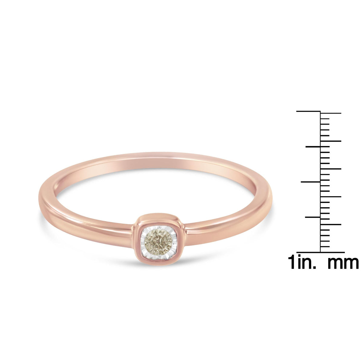14K Rose Gold Plated .925 Sterling Silver 1/20 Carat Diamond Square Cushion-Shaped Miracle Set Petite Fashion Promise Ring (J-K Color, I1-I2 Clarity) - JackiEaslick