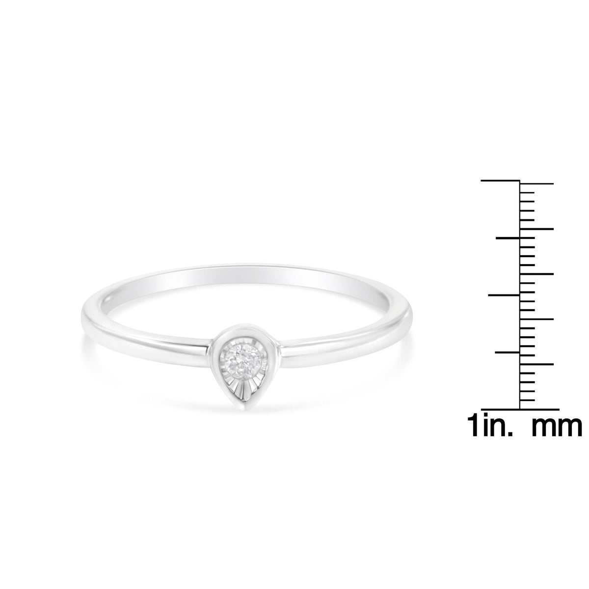 .925 Sterling Silver 1/20 Carat Diamond Teardrop Pear-Shaped Miracle Set Petite Fashion Promise Ring (J-K Color, I1-I2 Clarity) - JackiEaslick