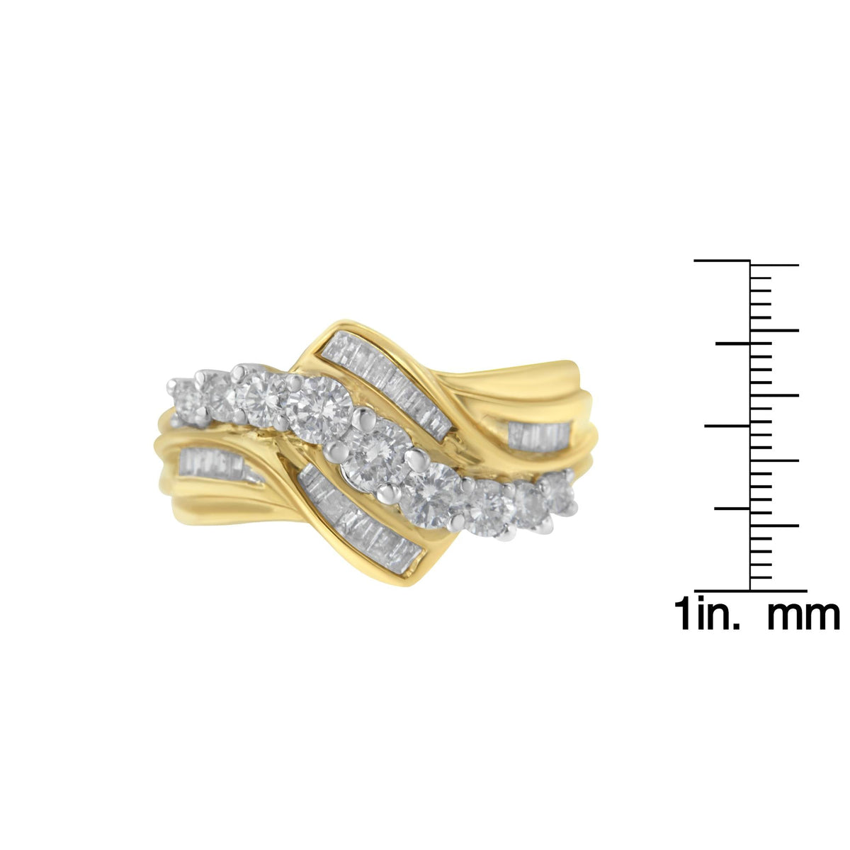 10K Two-Toned Diamond Bypass Ring (1 Cttw, H-I Color, SI2-I1 Clarity) - JackiEaslick