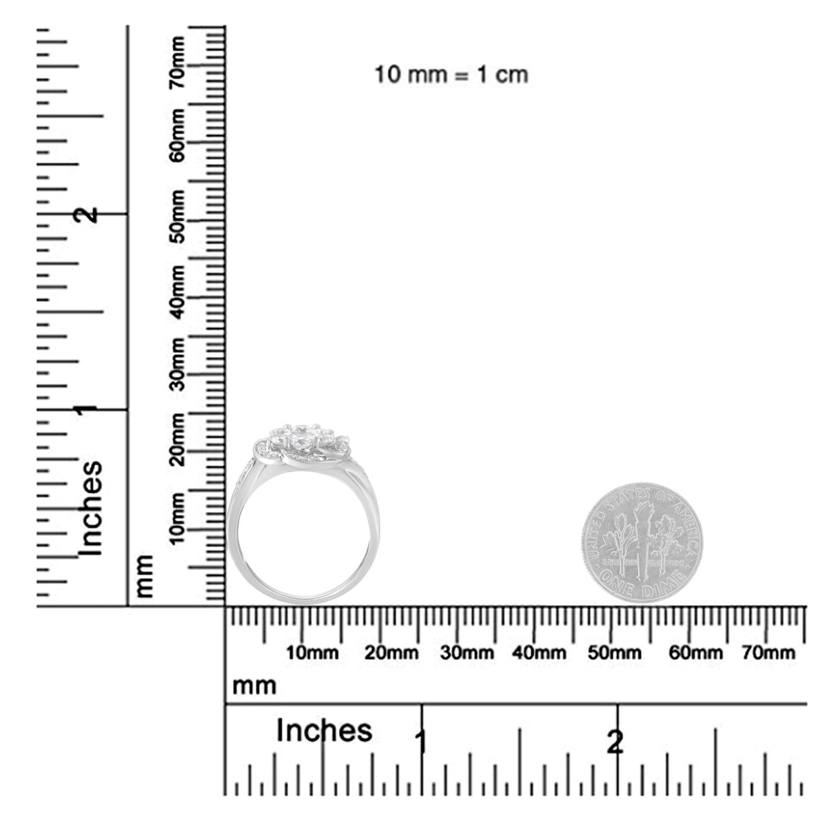 14K White Gold Floral Cluster Diamond Ring (1 Cttw, H-I Color, SI2-I1 Clarity) - JackiEaslick