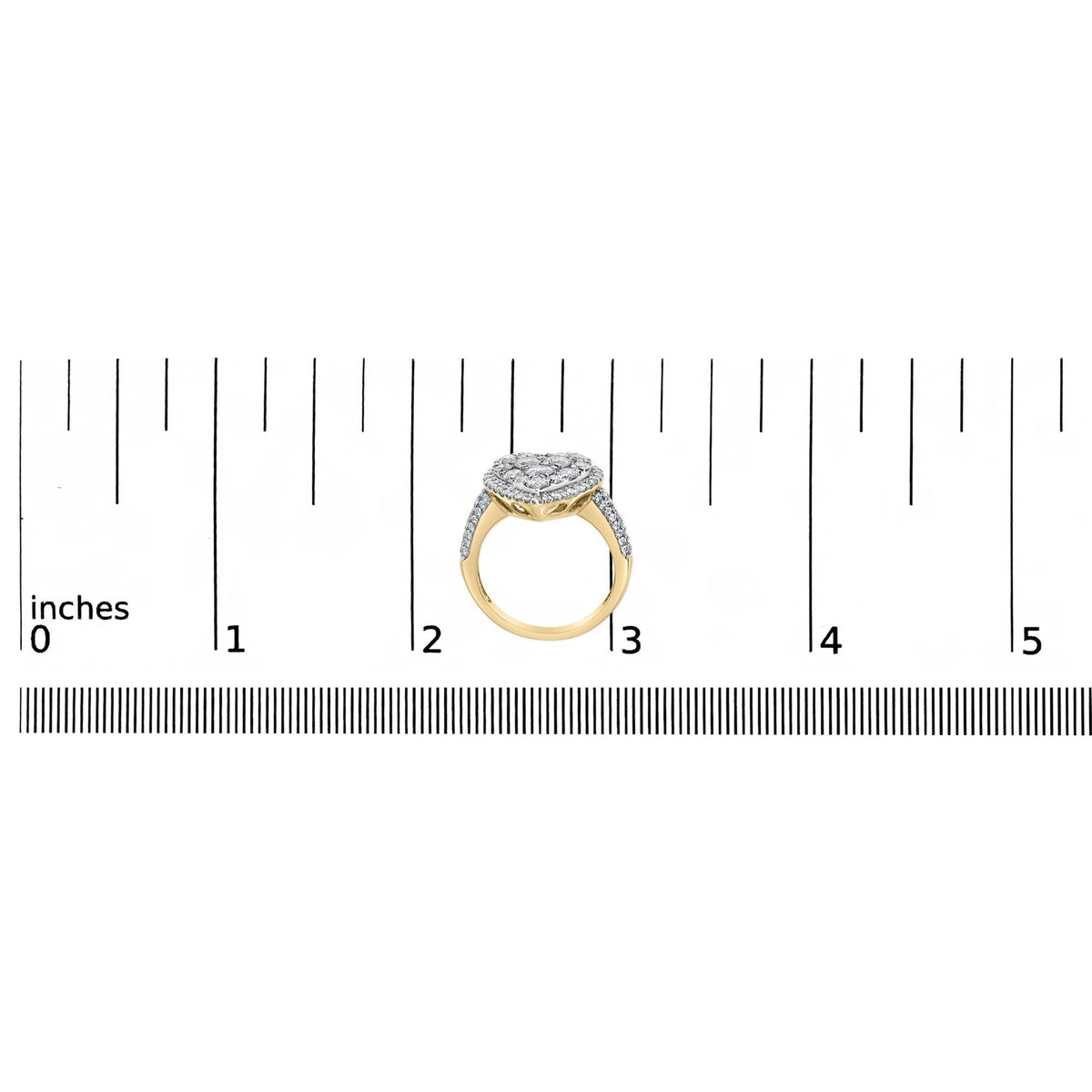 14K Yellow Gold 1 1/2 Cttw Diamond Heart Shaped Composite Ring (H-I Color, SI2-I1 Clarity) - Ring Size 7
