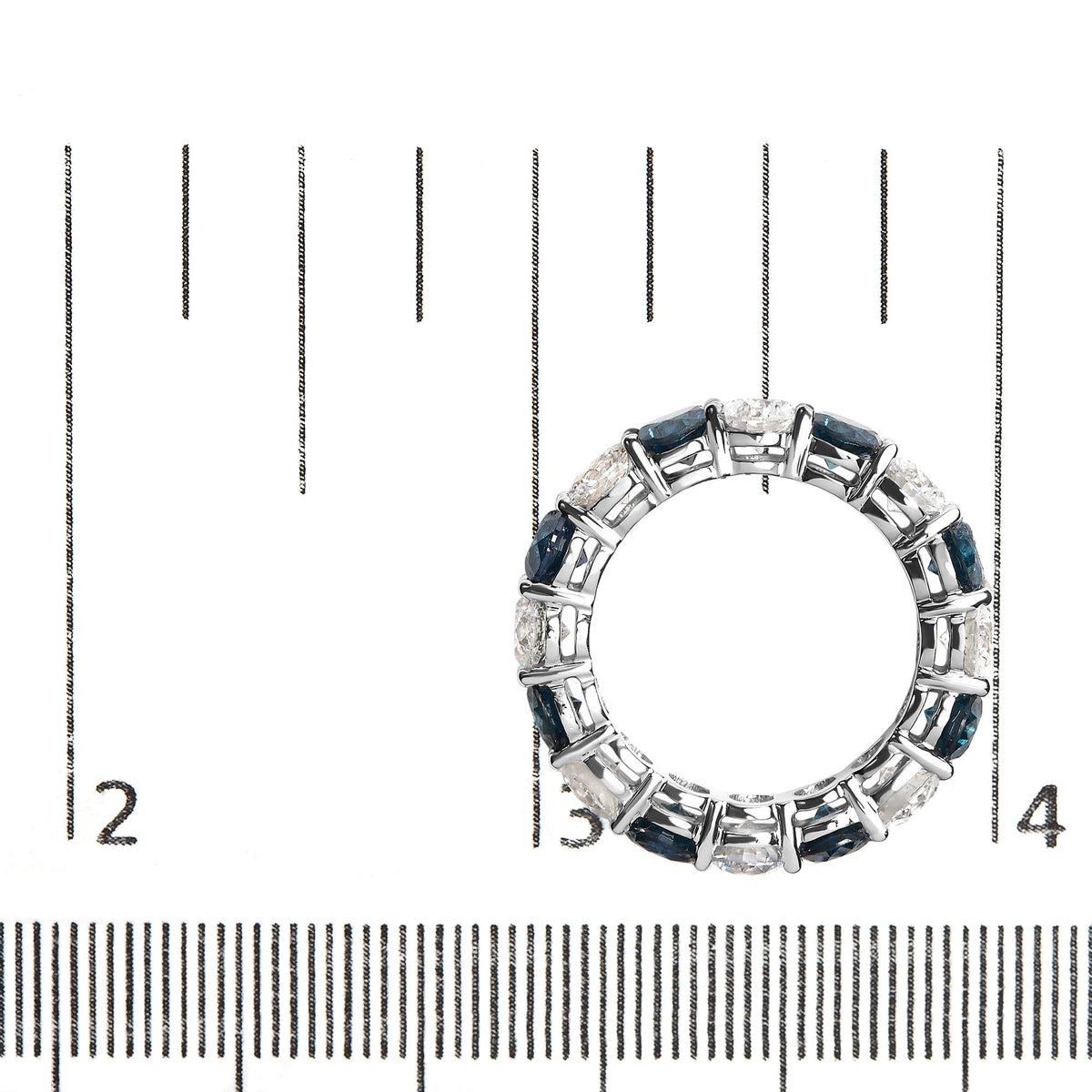 14K White Gold 6 1/4 Cttw Alternating Lab-Grown White and Natural Treated Blue Diamond Eternity Band Ring (F-G Color, VS1-VS2 Clarity) - Ring Size 7.5