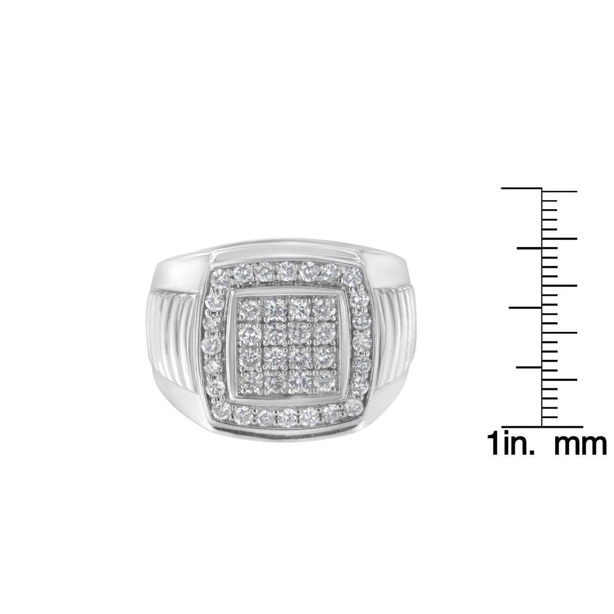 14K White Gold Men's Diamond Squared Band Ring (1 cttw, H-I Color, SI2-I1 Clarity) - JackiEaslick