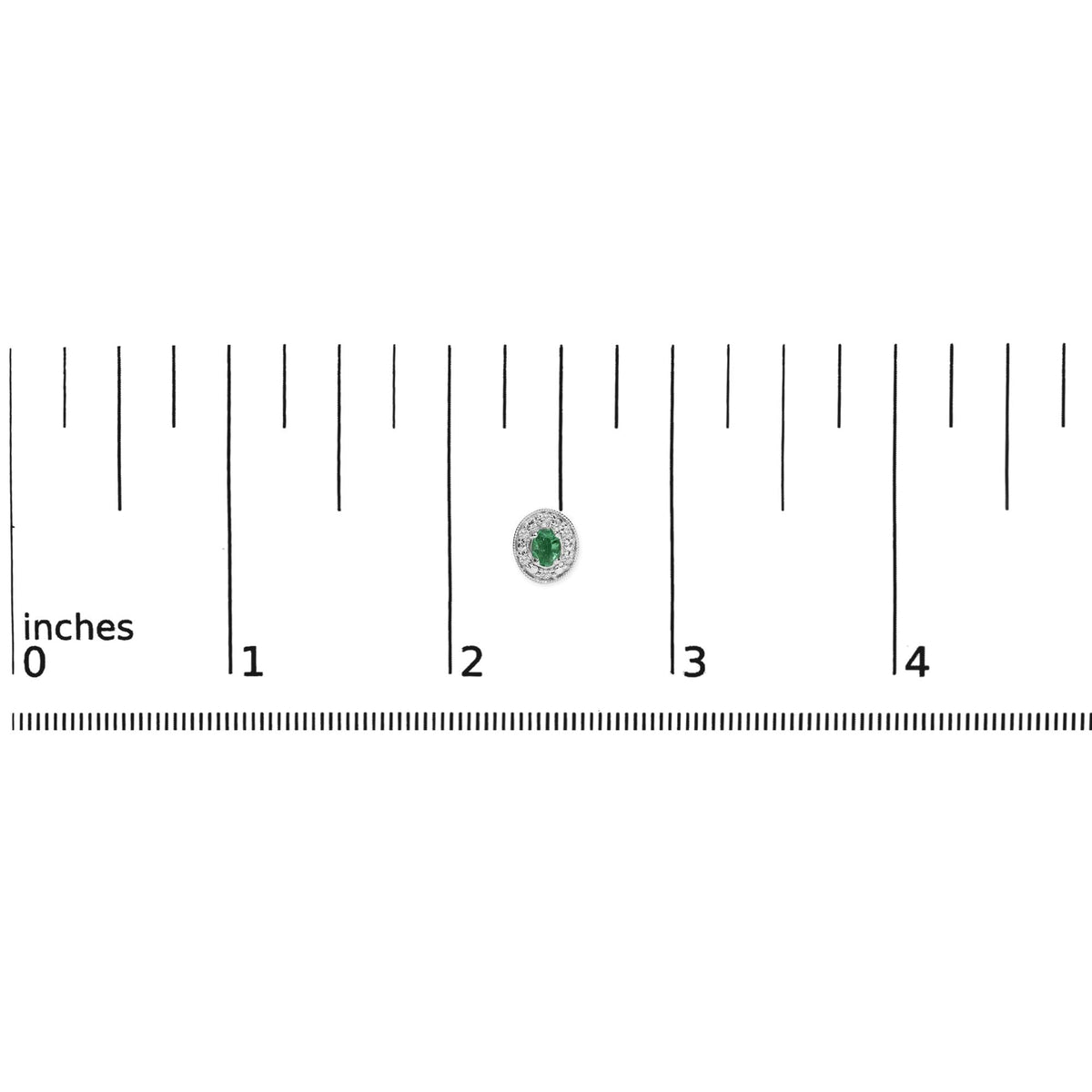 14K White Gold Oval Green Emerald and 1/10 Cttw Diamond Halo Stud Earrings (I-J Color, I1-I2 Clarity)