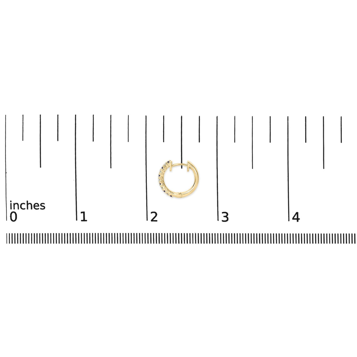 10K Yellow Gold Alternating Blue Sapphire 1/10 Cttw Diamond Huggy Hoop Earrings (I-J Color, I1-I2 Clarity)