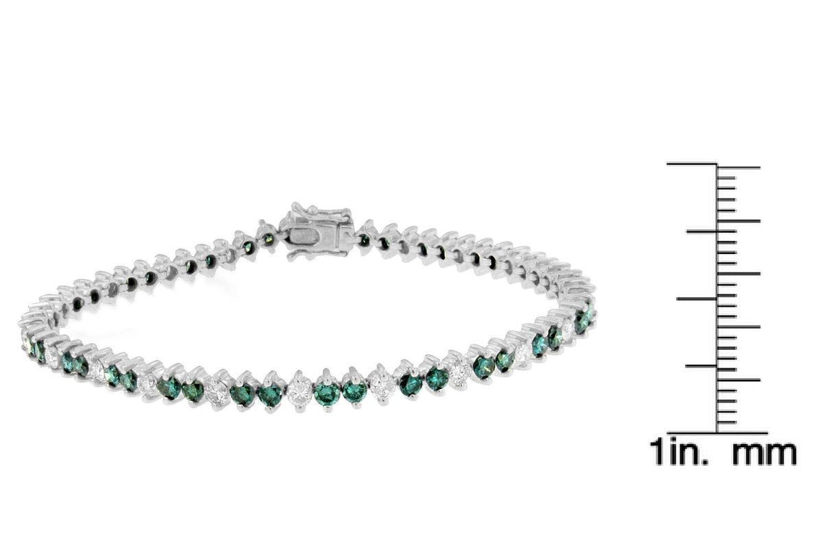 14K White Gold Round-Cut white and Blue Diamond Fashion Bracelet (5.40 cttw, H-I Color, I1-I2 Clarity)