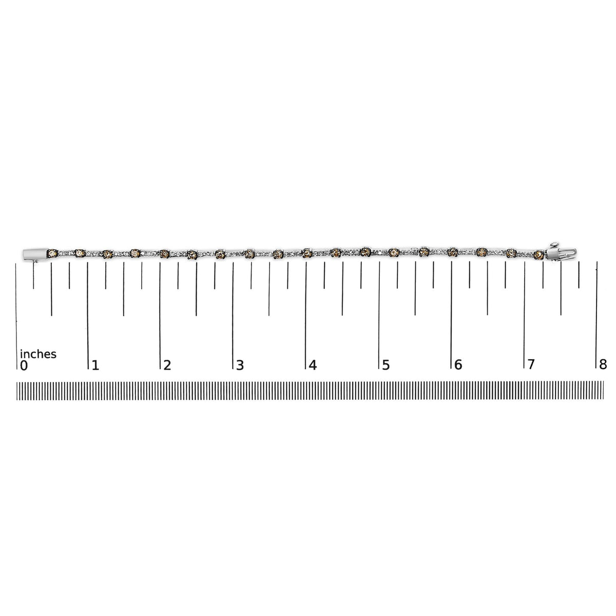 14k White Gold 2 1/4 Cttw Champagne Diamond Bar Link 7" Bracelet (Champagne Color, I1-I2 Clarity)