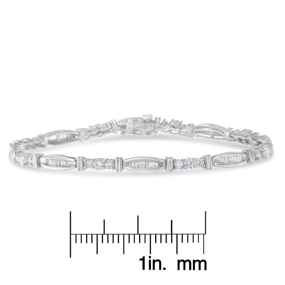 10K White Gold Geometric Pattern Diamond Tennis Bracelet (3 cttw, H-I Color, SI2-I1 Clarity) - JackiEaslick