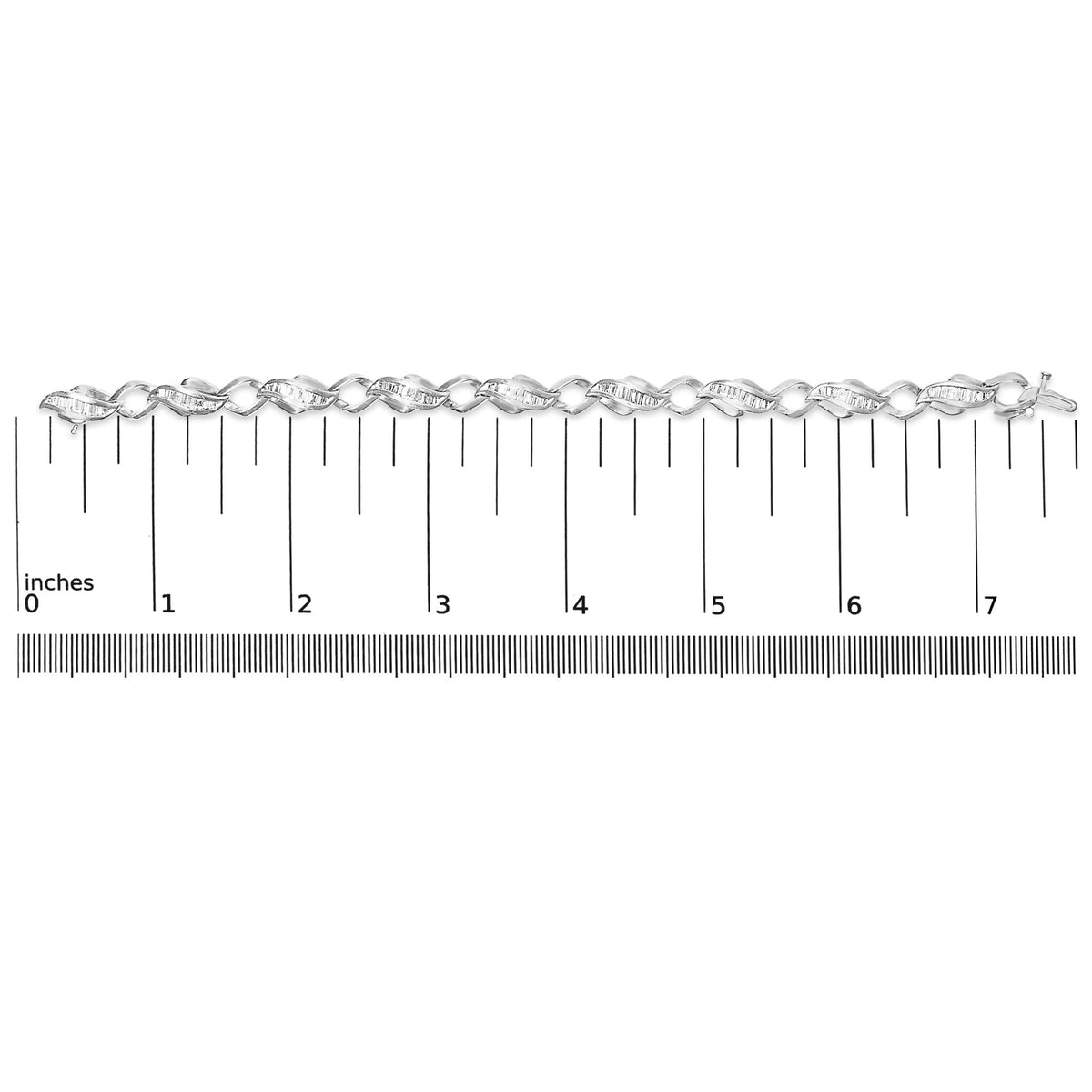 Platinum 2 1/5 Cttw Baguette Diamond Channel Link Bracelet (H-I Color, SI1-SI2 Clarity) - 7" Inches