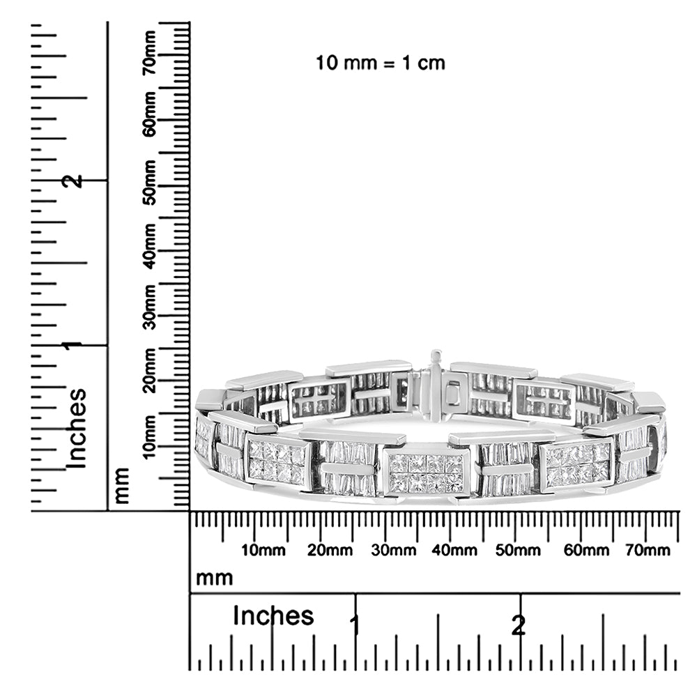 14K White Gold 10 5/8 Cttw Diamond Panel Link Bracelet - 7" Inches