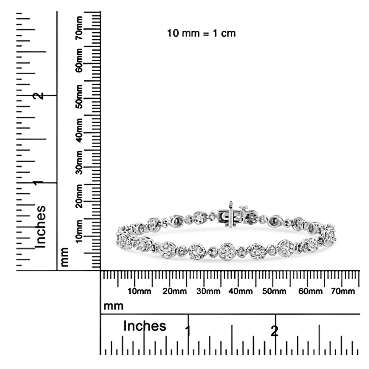 .925 Sterling Silver 1.0 Cttw Diamond Swirl Beaded Link Bracelet (I-J Color, I3-Promo Clarity) - 7.25" Inches - JackiEaslick