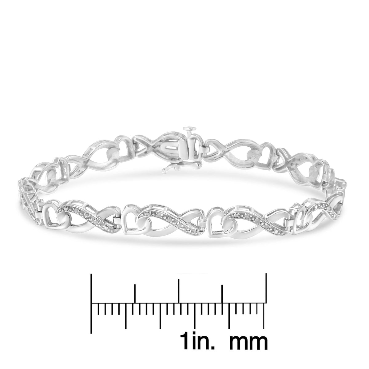 .925 Sterling Silver 1/5 Cttw Diamond 7” Infinity Heart Tennis Bracelet (H-I Color, I2-I3 Clarity) - JackiEaslick