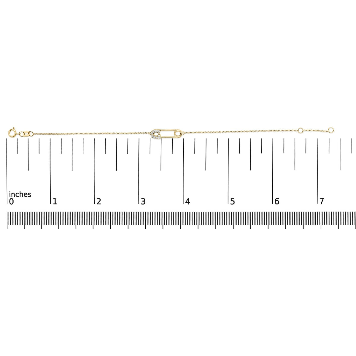 10K Yellow Gold 1/10 Cttw Diamond Paperclip Charm Adjustable Link Bracelet (J-J Color, I1-I2 Clarity) - 7.25 Inch
