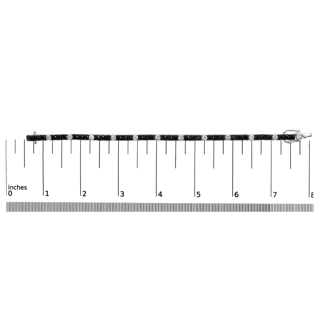 .925 Sterling Silver 10.00 Cttw White and Black Round Diamond Classic 4 Prong Tennis Bracelet (Black/I-J Color, I2-I3 Clarity) - 7.25" Inches