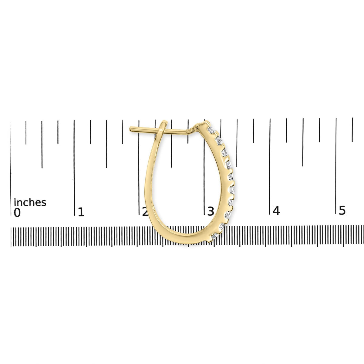 10K White Gold 1.0 Cttw Alternating Diamond "U" Hoop Earrings (I-J Color, I2-I3 Clarity)