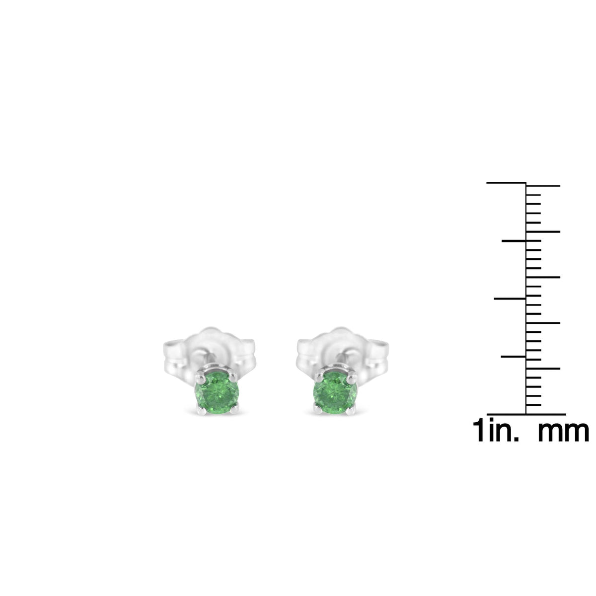 .925 Sterling Silver 1/4 Cttw Round Brilliant-Cut Green Diamond Classic 4-Prong Stud Earrings (Fancy Color-Enhanced, I2-I3 Clarity) - JackiEaslick