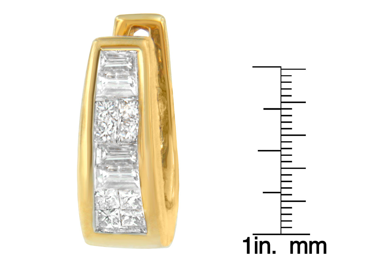 14k Yellow Gold 1/2ct TDW Princess and Baguette Diamond Earrings (I-J,VS1-VS2)