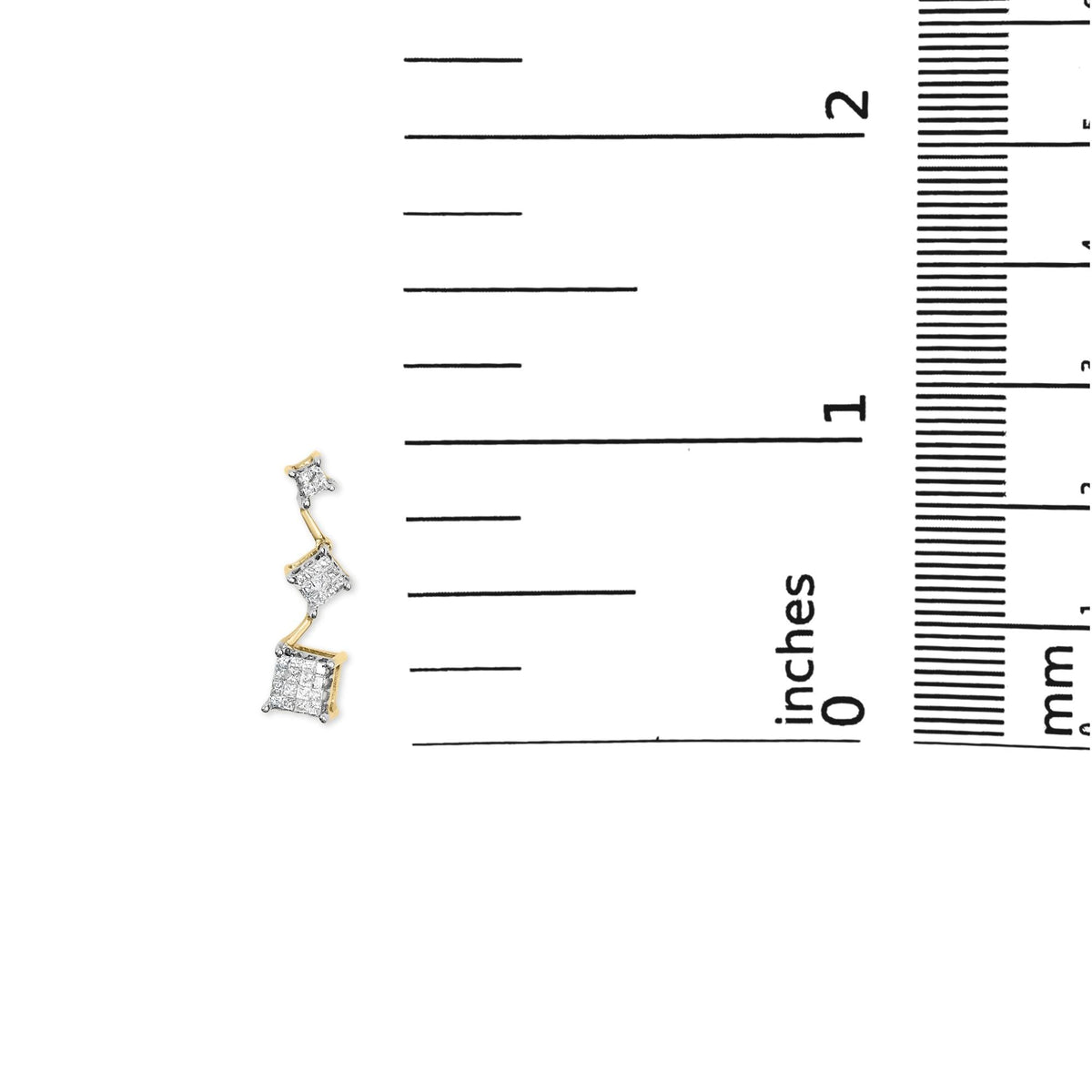 14K Yellow Gold 1 cttw Princess Cut Diamond Earrings (H-I, SI1-SI2)
