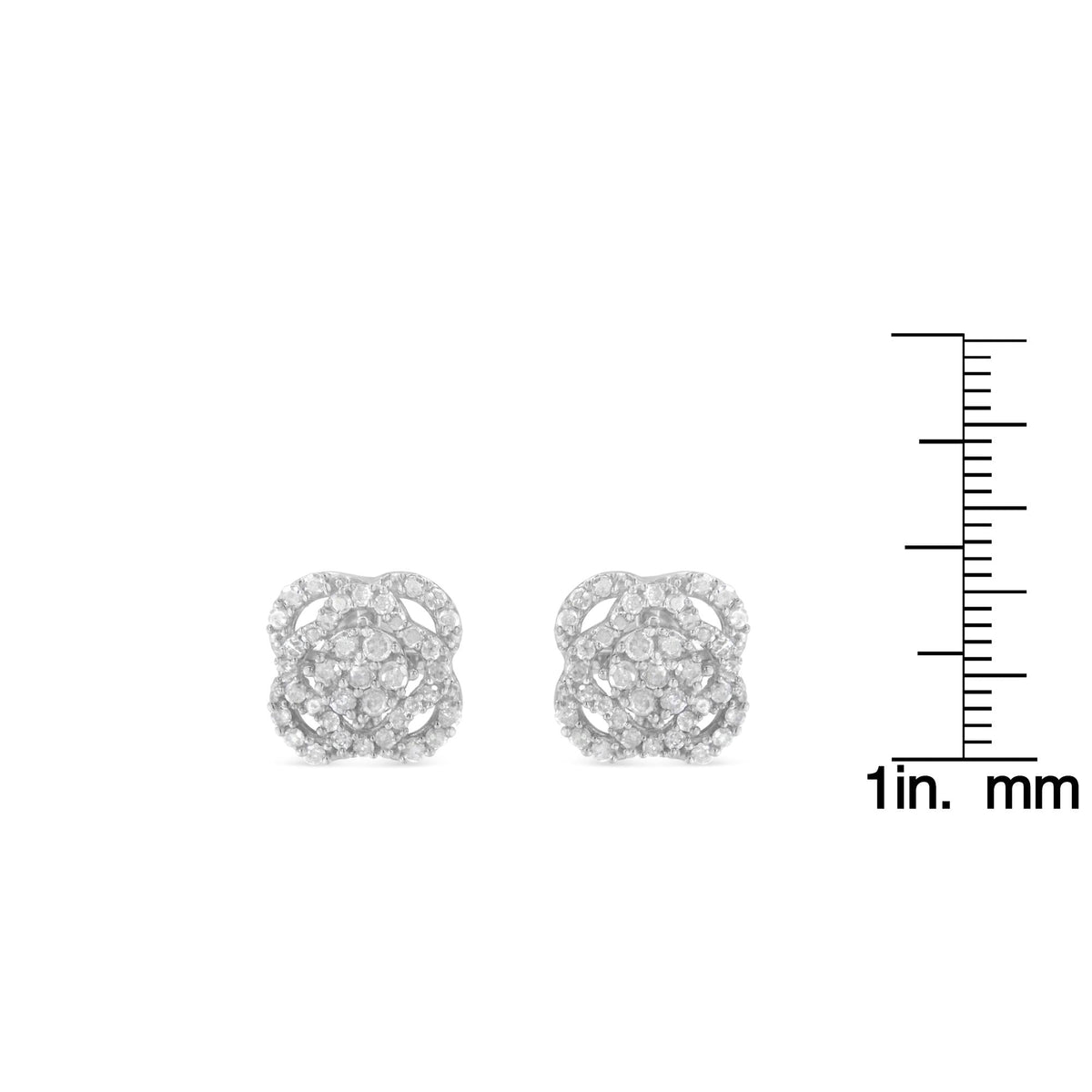 .925 Sterling Silver 1/2 cttw Round-cut Diamond Floral Cluster and Halo Stud Earring (I-J Color, I3 Clarity) - JackiEaslick