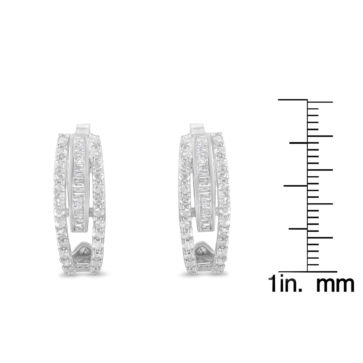 Sterling-Silver Diamond J-Stud Earring (3/4 cttw, I-J Color, I3 Clarity) - JackiEaslick