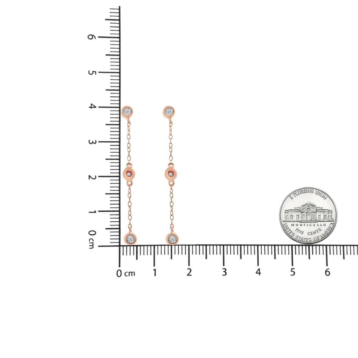 10K Rose Gold Plated .925 Sterling Silver 1/15 Cttw Diamond Dangle Earring (I-J Color, I3-Promo Clarity) - JackiEaslick