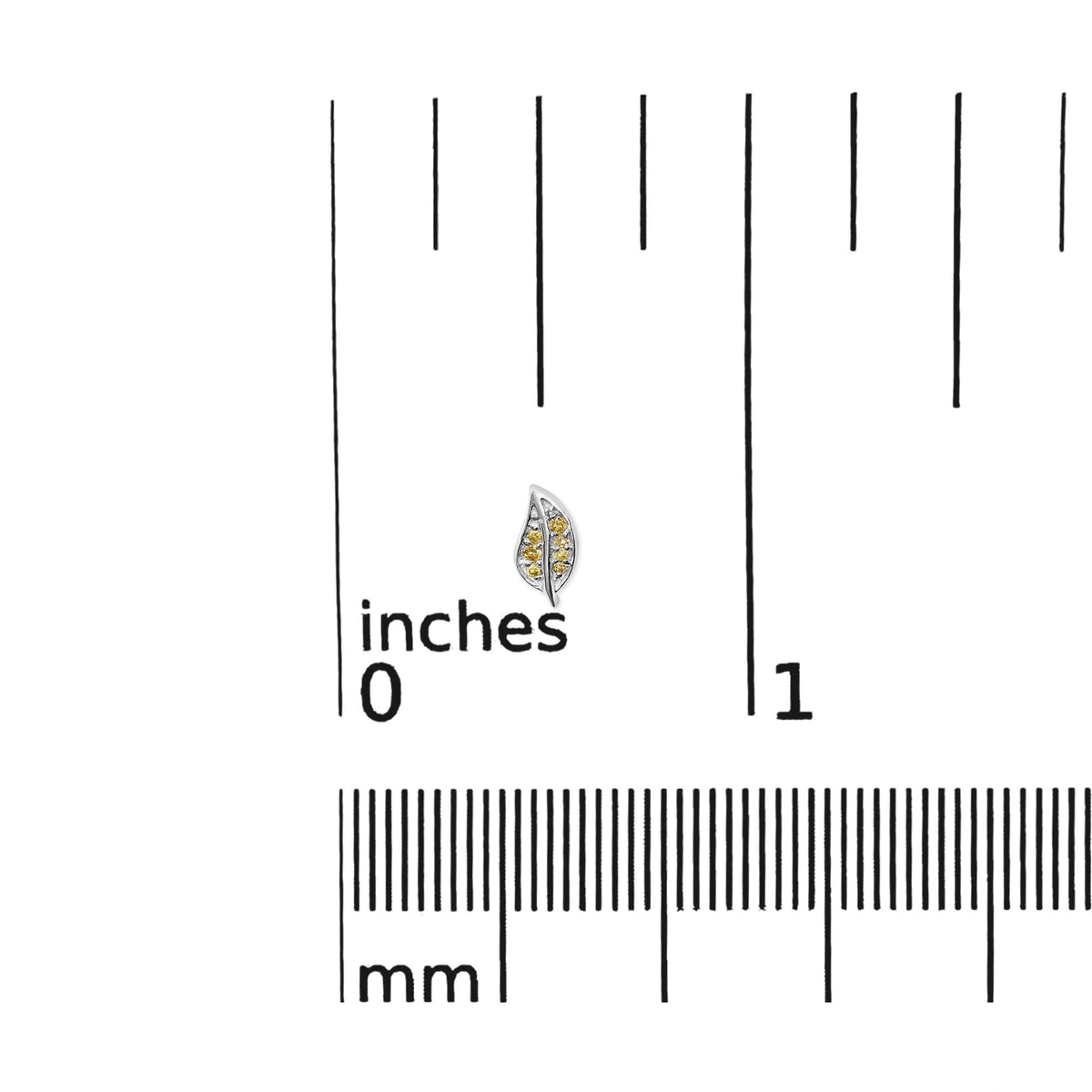 .925 Sterling Silver Yellow Diamond Accent Leaf Stud Earrings (Yellow Color, SI1-SI2 Clarity)