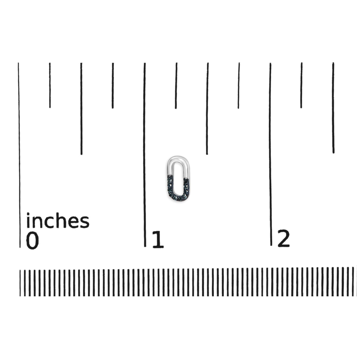 925 Sterling Silver 1/10 Blue Diamond Diamond Paperclip Stud Earrings (Blue, SI1-SI2 Clarity)