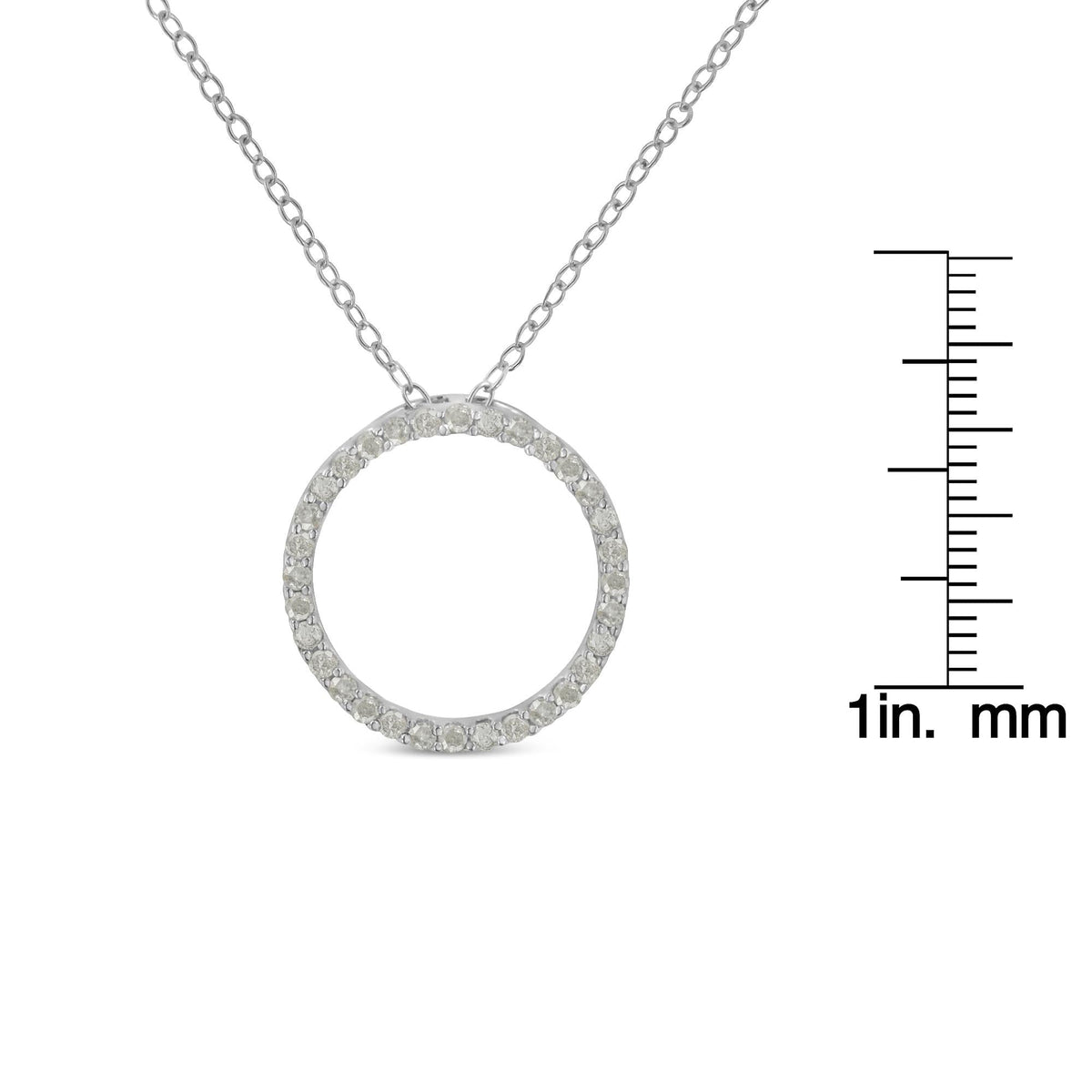 .925 Sterling Silver 1/3 Cttw Round-cut Diamond Open Circle Halo 18" Pendant Necklace (I-J Color, I2-I3 Clarity) - JackiEaslick