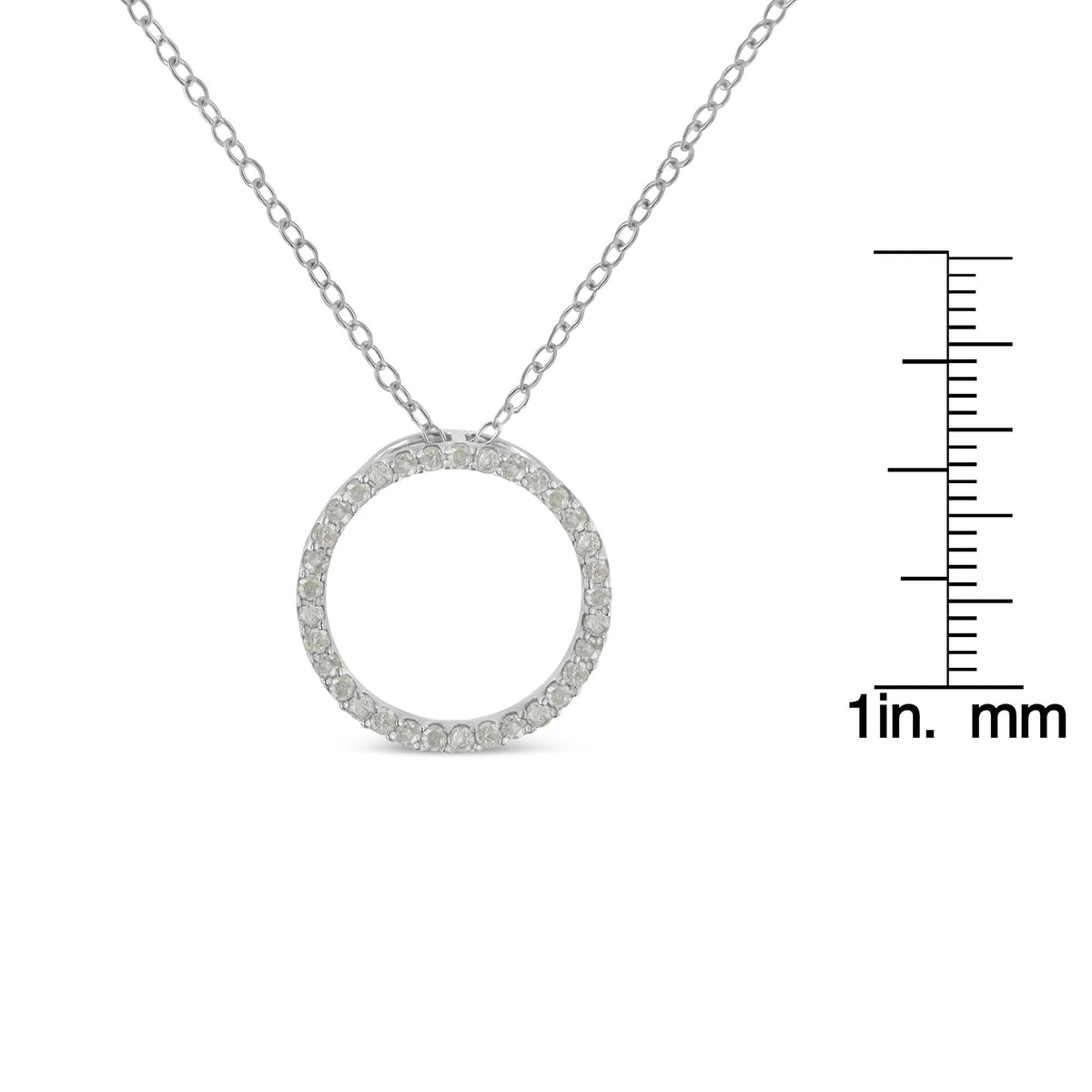 .925 Sterling Silver 1/3 Cttw Round-Cut Diamond Open Circle Halo 18" Pendant Necklace (I-J Color, I2-I3 Clarity) - JackiEaslick