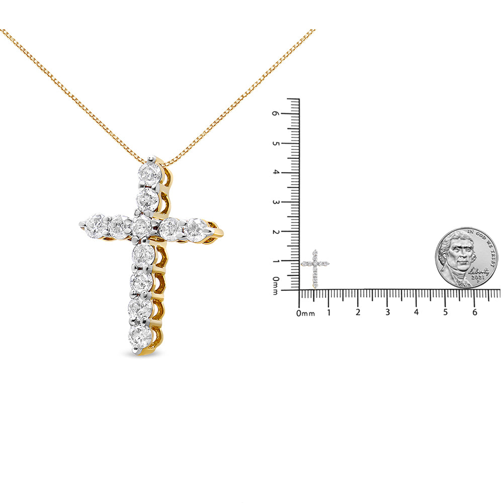 10K Gold 1/2 Cttw Round Brilliant Cut Diamond Cross Pendant Necklace with Box Chain (I-J Color, I1-I2 Clarity) - 18" - JackiEaslick