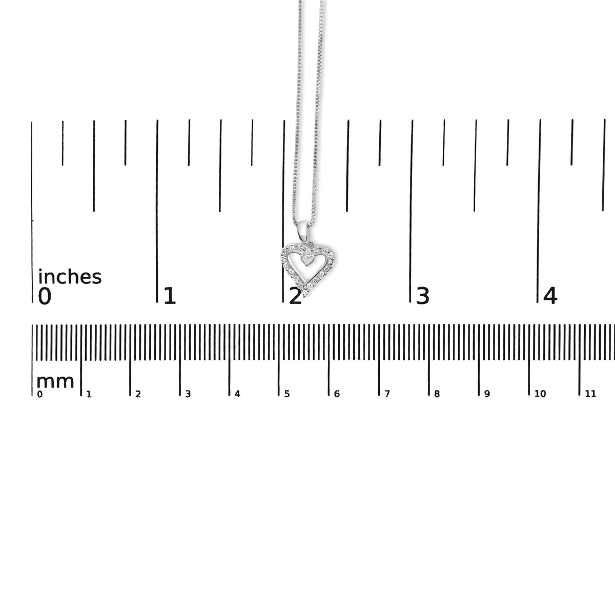 .925 Sterling Silver 1/5 Cttw Diamond Open Heart Pendant Necklace (I-J Color, I2-I3 Clarity) - 18" Inches