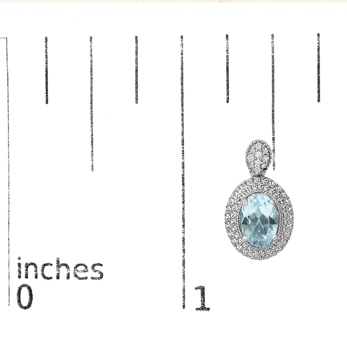 .925 Sterling Silver Diamond Accent and Oval Blue Topaz with Beaded Halo Drop Stud Earrings (I-J color, I1-I2 Clarity)