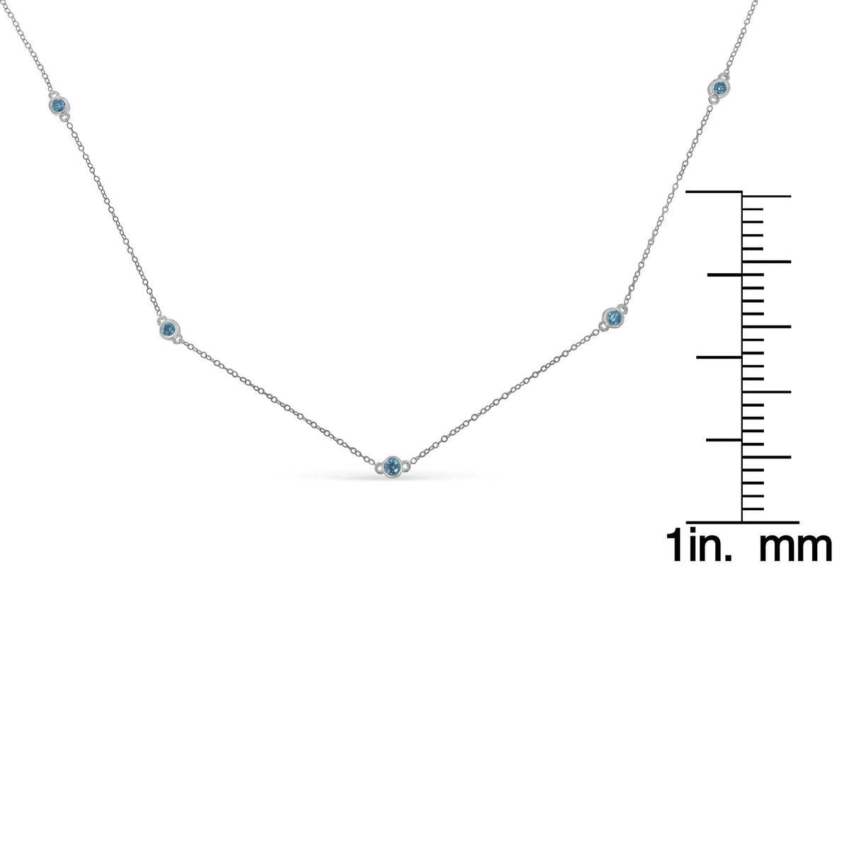 Sterling Silver Treated Diamond By Yard Necklace (1/2 cttw, Blue Color, I2-I3 Clarity) - JackiEaslick