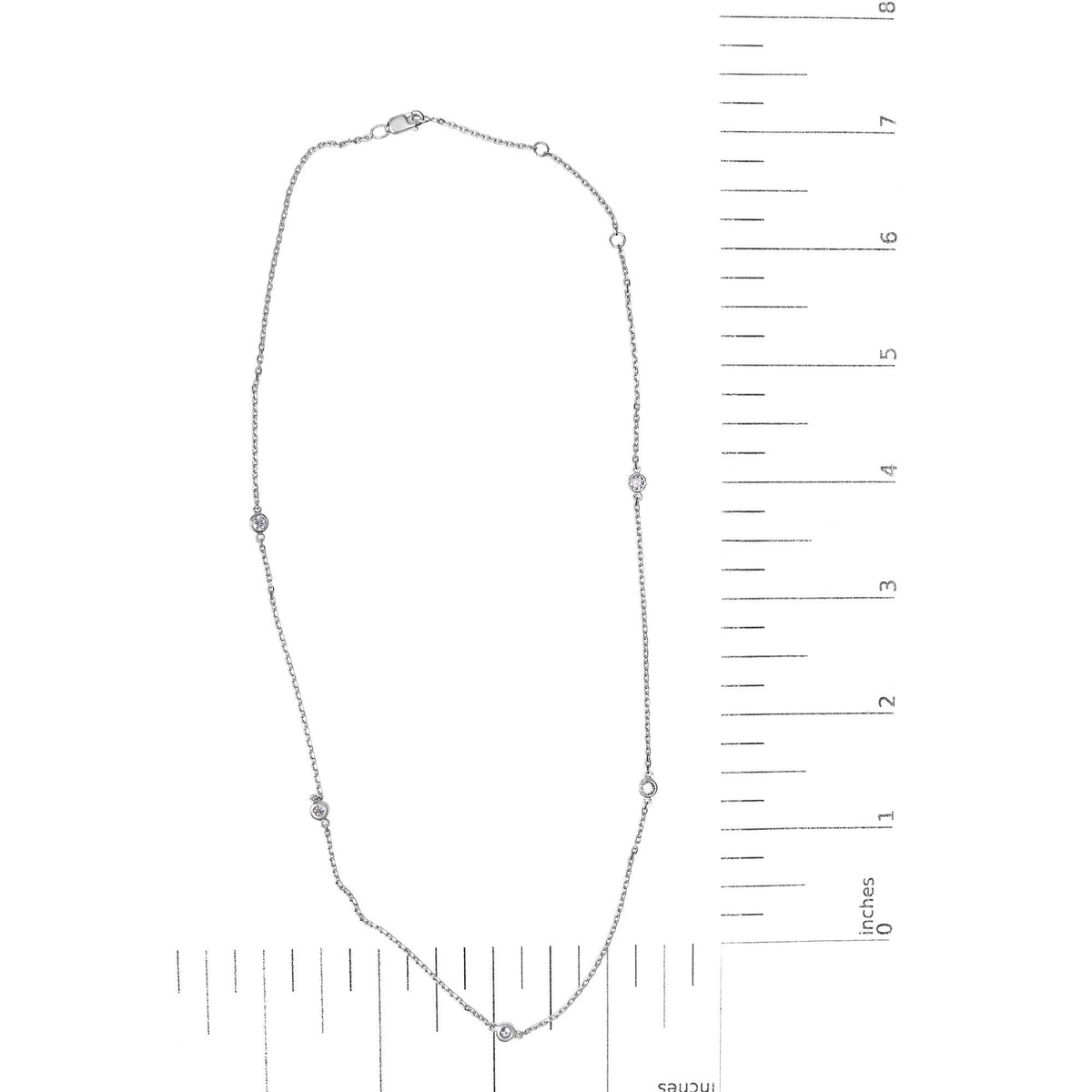 .925 Sterling Silver 1/2 Cttw Bezel Set Lab Grown Diamond 5 Station Necklace - 18"