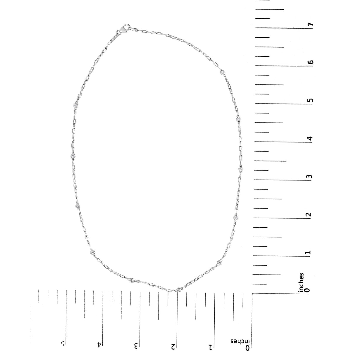 14K White Gold 1/2 Cttw Diamond Bezel Station Paperclip Chain Necklace (H-I Color, SI1-SI2 Clarity) - 18"