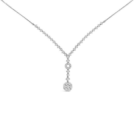 14K White Gold 6/7 Cttw Diamond Drop and V Necklace (H-I Color, SI1-SI2 Clarity) -18" Inches