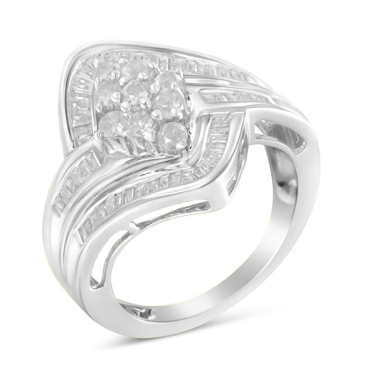 10K White Gold Diamond Bypass Cluster Ring (1 Cttw, I-J Color, I2-I3 Clarity) - JackiEaslick