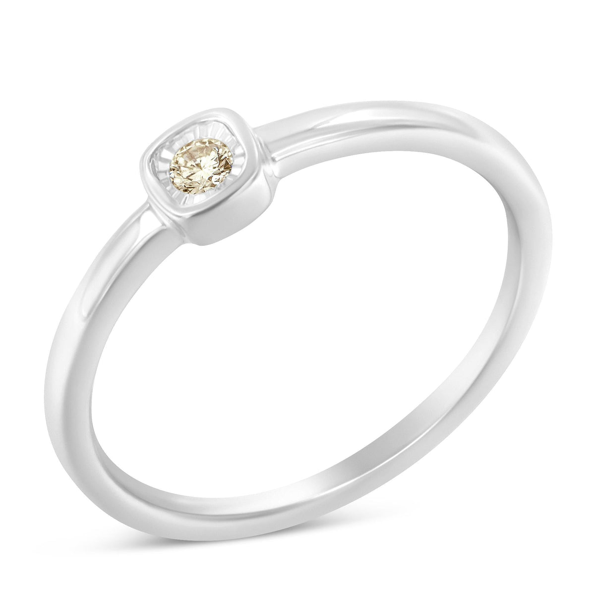 .925 Sterling Silver 1/20 Carat Diamond Square Cushion-Shaped Miracle Set Petite Fashion Promise Ring (J-K Color, I1-I2 Clarity) - JackiEaslick