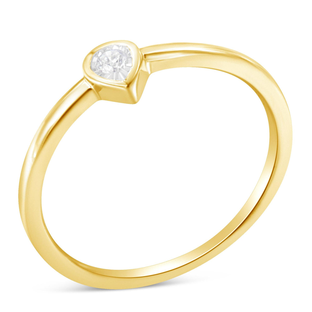 14K Yellow Gold Plated .925 Sterling Silver 1/20 Carat Diamond Teardrop Pear-Shaped Miracle Set Petite Fashion Ring (J-K Color, I1-I2 Clarity) - JackiEaslick