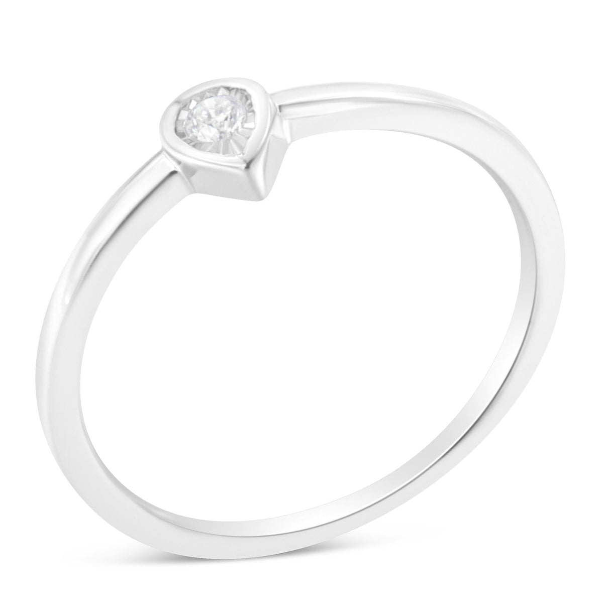 .925 Sterling Silver 1/20 Carat Diamond Teardrop Pear-Shaped Miracle Set Petite Fashion Promise Ring (J-K Color, I1-I2 Clarity) - JackiEaslick