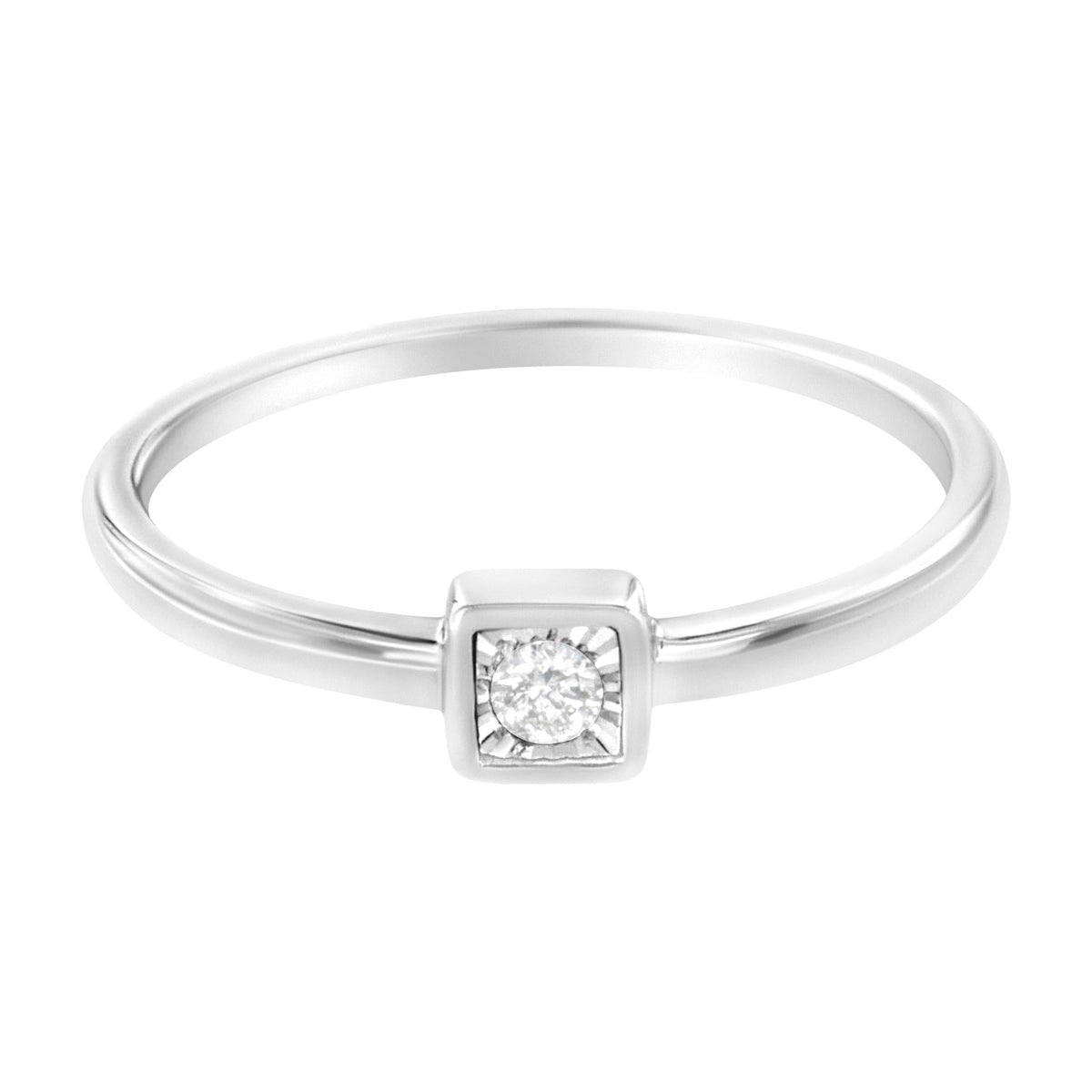 .925 Sterling Silver Miracle-Set Diamond Accent Cushion Shaped Promise Ring (J-K Color, I1-I2 Clarity) - JackiEaslick