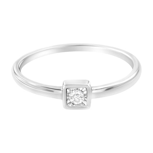 .925 Sterling Silver Miracle-Set Diamond Accent Cushion Shaped Promise Ring (J-K Color, I1-I2 Clarity) - JackiEaslick