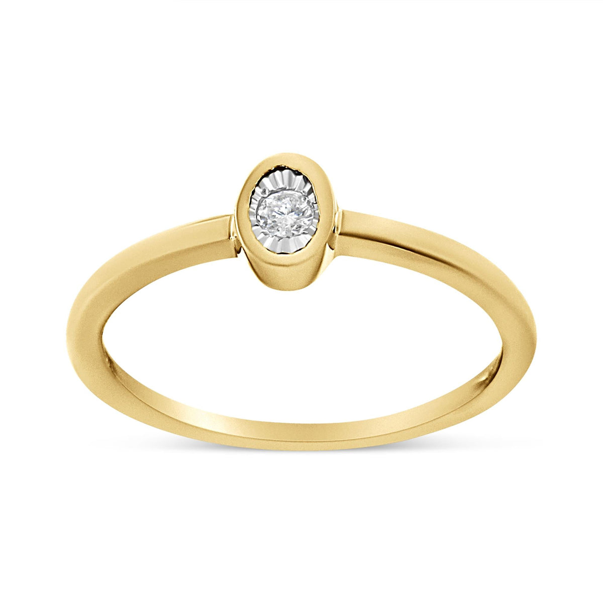 14K Yellow Gold Plated .925 Sterling Silver Miracle Set Diamond Accent Oval Shape Promise Ring (J-K Color, I1-I2 Clarity) - JackiEaslick