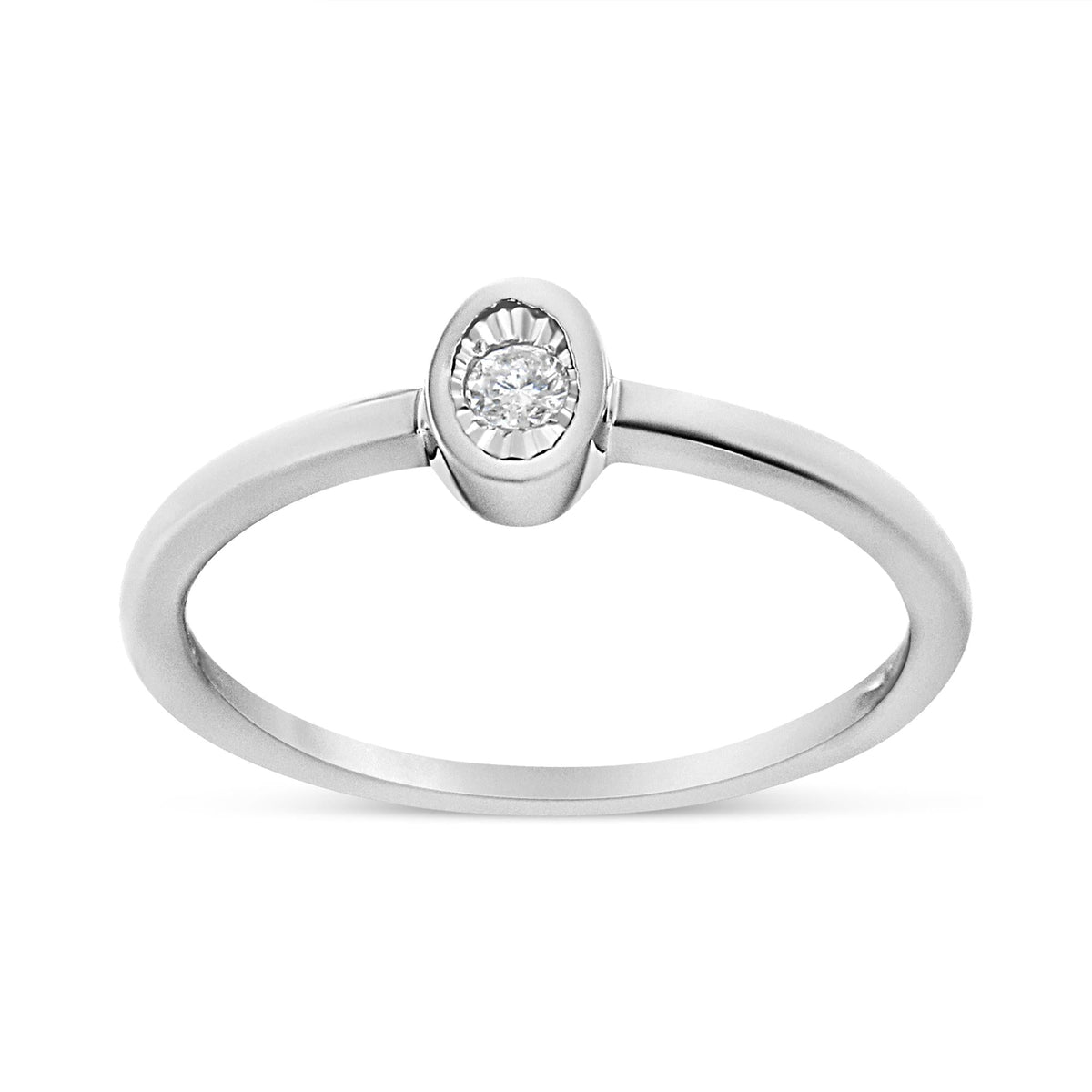 .925 Sterling Silver 1/20 Cttw Miracle Set Diamond Oval Shaped Promise Ring (J-K Color, I1-I2 Clarity) - JackiEaslick