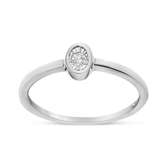 .925 Sterling Silver 1/20 Cttw Miracle Set Diamond Oval Shaped Promise Ring (J-K Color, I1-I2 Clarity) - JackiEaslick