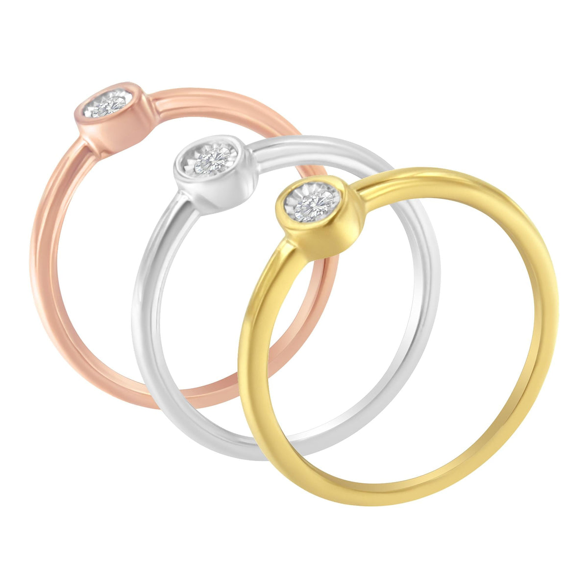 .925 Sterling Silver Diamond Oval Shaped Stackable Promise Ring Set (1/6 Cttw, J-K Color, I1-I2 Clarity) - JackiEaslick
