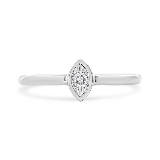 .925 Sterling Silver 1/20 Cttw Diamond Marquise Shaped Promise Ring (J-K, I1-I2) - JackiEaslick