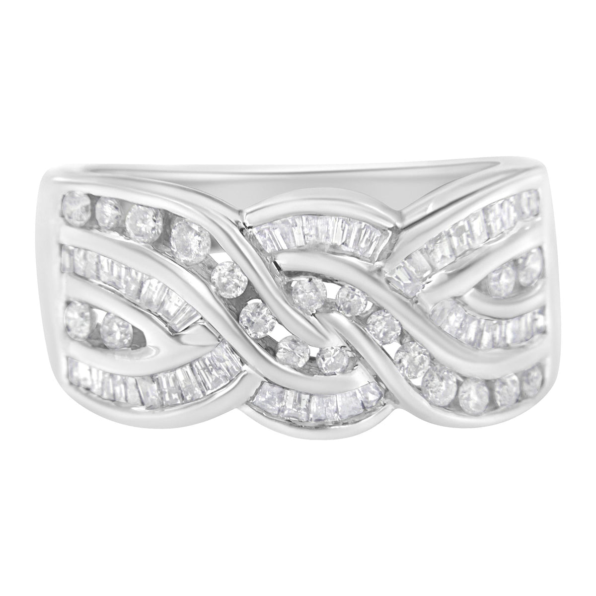 10K White Gold Diamond Bypass Ring (1 Cttw, H-I Color, I1-I2 Clarity) - JackiEaslick