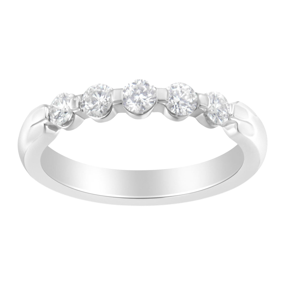 14K White Gold 1/2 cttw Diamond 5-Stone Band Ring (H-I Clarity, SI2-I1 Color) - JackiEaslick